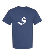 Alphabet S T-Shirt 9 inch calligraphy White ink, China Blue