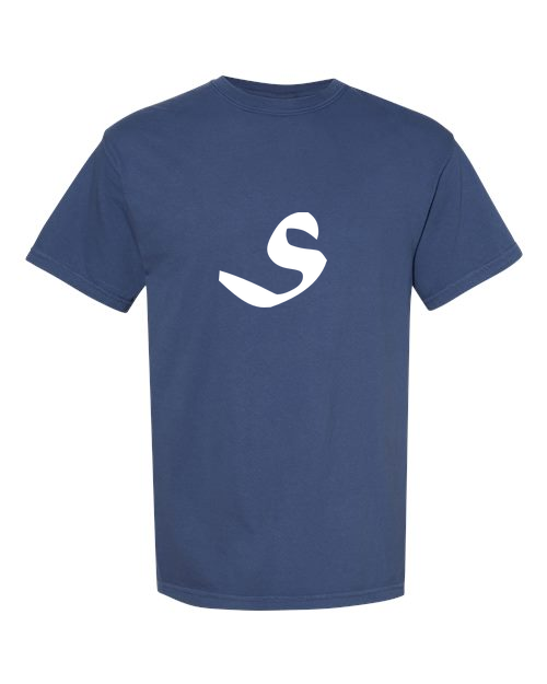Alphabet S T-Shirt 9 inch calligraphy White ink, China Blue