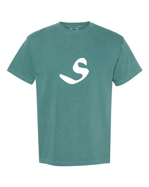 Alphabet S T-Shirt 9 inch calligraphy White ink, Emerald