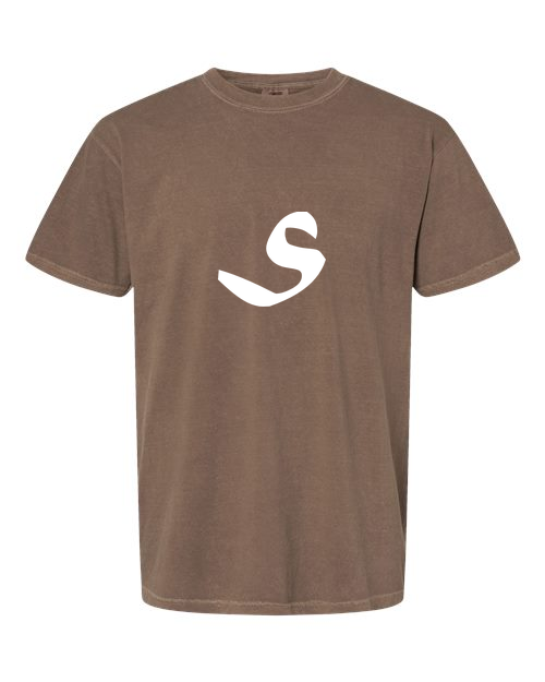 Alphabet S T-Shirt 9 inch calligraphy White ink, Espresso