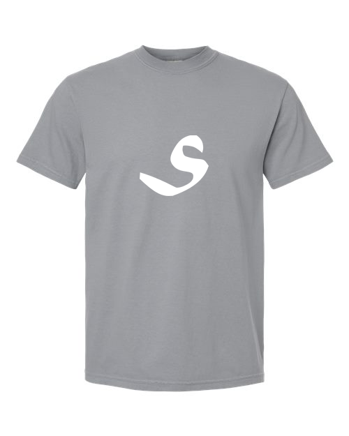 Alphabet S T-Shirt 9 inch calligraphy White ink, Granite