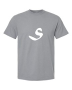 Alphabet S T-Shirt 9 inch calligraphy White ink, Granite