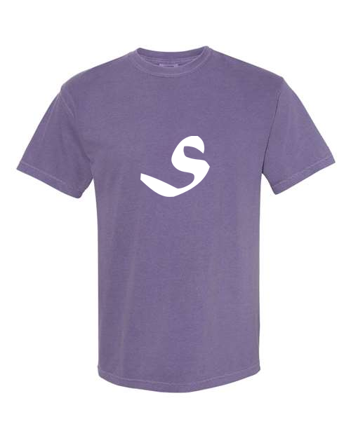 Alphabet S T-Shirt 9 inch calligraphy White ink, Grape