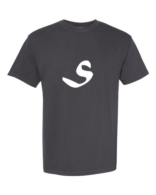 Alphabet S T-Shirt 9 inch calligraphy White ink, Graphite