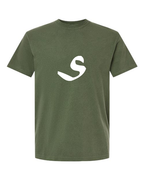 Alphabet S T-Shirt 9 inch calligraphy White ink, Hemp