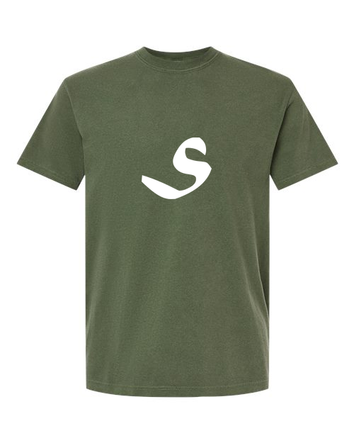 Alphabet S T-Shirt 9 inch calligraphy White ink, Hemp