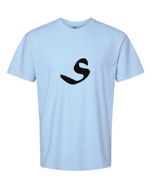 Alphabet S T-Shirt 9 inch calligraphy Black ink, Hydrangea