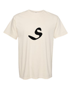 Alphabet S T-Shirt 9 inch calligraphy Black ink, Ivory