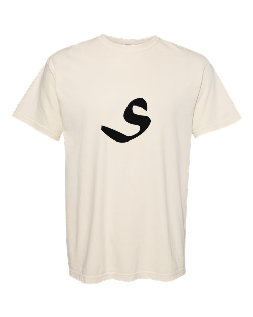 Alphabet S T-Shirt 9 inch calligraphy Black ink, Ivory