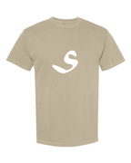 Alphabet S T-Shirt 9 inch calligraphy White ink, Khaki