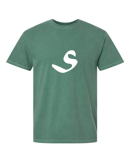 Alphabet S T-Shirt 9 inch calligraphy White ink, Light Green