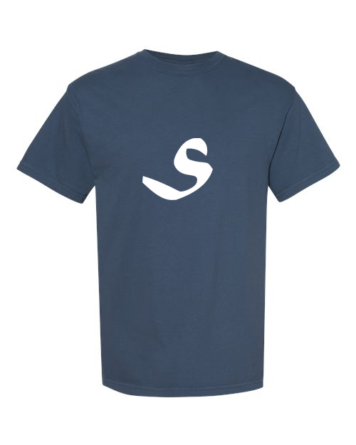 Alphabet S T-Shirt 9 inch calligraphy White ink, Midnight