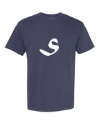 Alphabet S T-Shirt 9 inch calligraphy White ink, Navy