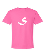 Alphabet S T-Shirt 9 inch calligraphy White ink, Neon Pink