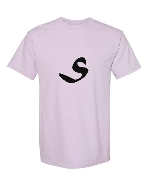 Alphabet S T-Shirt 9 inch calligraphy Black ink, Orchid