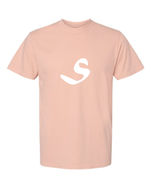 Alphabet S T-Shirt 9 inch calligraphy White ink, Peachy