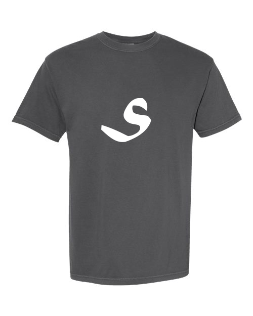 Alphabet S T-Shirt 9 inch calligraphy White ink, Pepper
