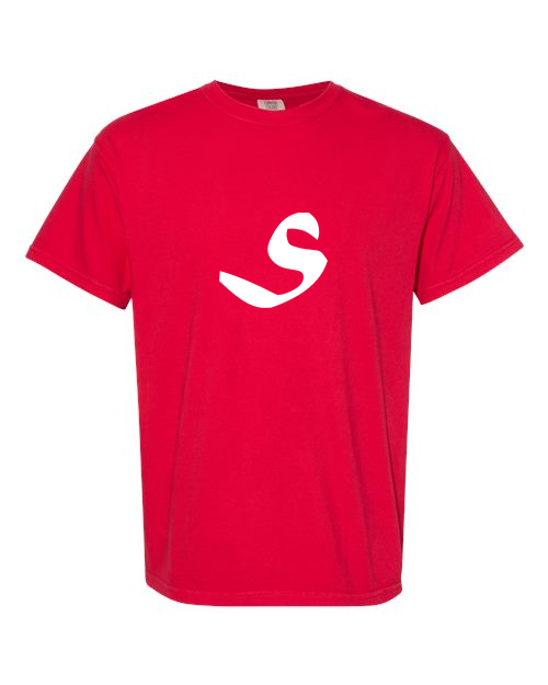 Alphabet S T-Shirt 9 inch calligraphy White ink, Red