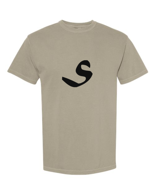 Alphabet S T-Shirt 9 inch calligraphy Black ink, Sandstone