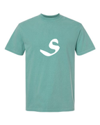 Alphabet S T-Shirt 9 inch calligraphy White ink, Seafoam