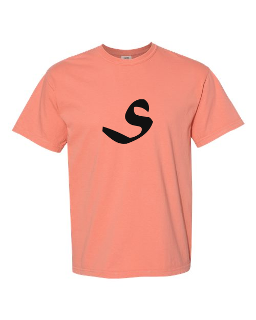 Alphabet S T-Shirt 9 inch calligraphy Black ink, Terracotta