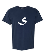 Alphabet S T-Shirt 9 inch calligraphy White ink, True Navy
