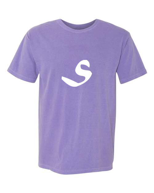 Alphabet S T-Shirt 9 inch calligraphy White ink, Violet