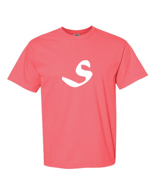 Alphabet S T-Shirt 9 inch calligraphy White ink, Watermelon