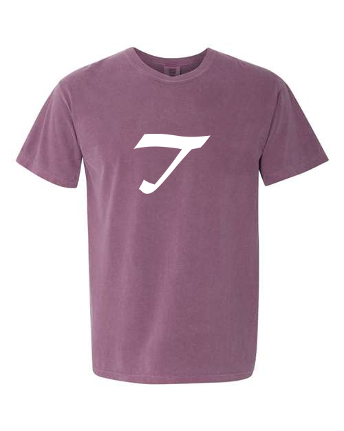 Alphabet T T-Shirt 9 inch calligraphy White ink, Berry