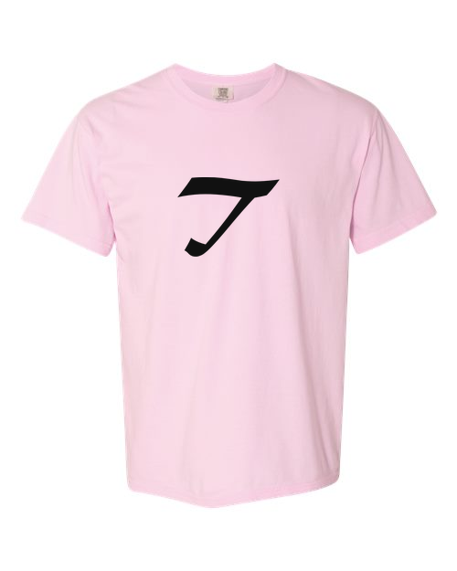 Alphabet T T-Shirt 9 inch calligraphy Black ink, Blossom