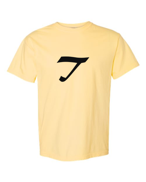 Alphabet T T-Shirt 9 inch calligraphy Black ink, Butter