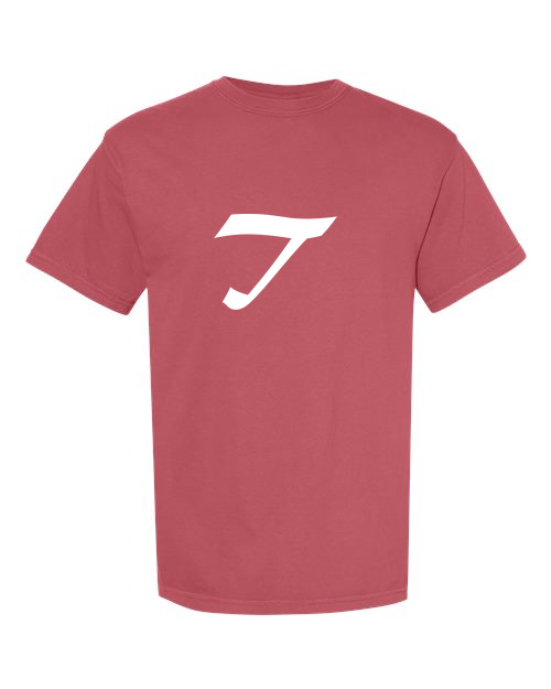 Alphabet T T-Shirt 9 inch calligraphy White ink, Crimson