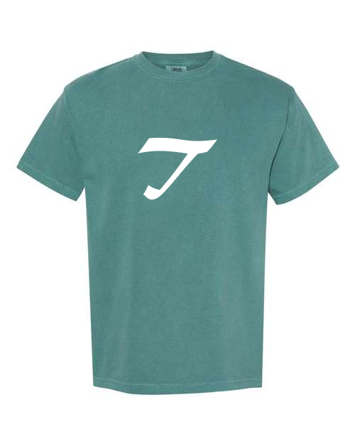 Alphabet T T-Shirt 9 inch calligraphy White ink, Emerald