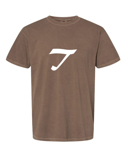 Alphabet T T-Shirt 9 inch calligraphy White ink, Espresso