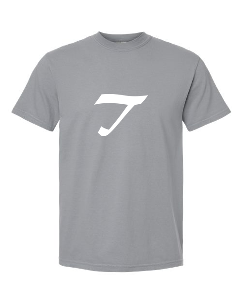 Alphabet T T-Shirt 9 inch calligraphy White ink, Granite