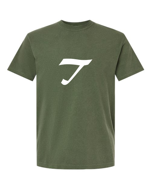 Alphabet T T-Shirt 9 inch calligraphy White ink, Hemp