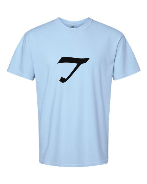 Alphabet T T-Shirt 9 inch calligraphy Black ink, Hydrangea