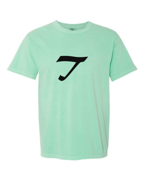 Alphabet T T-Shirt 9 inch calligraphy Black ink, Island Reef