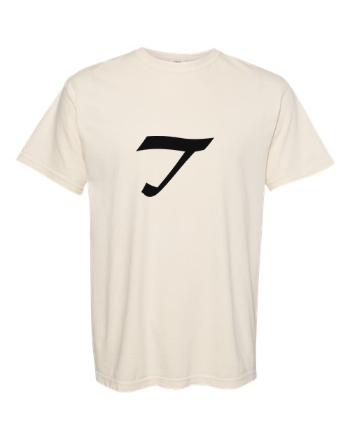 Alphabet T T-Shirt 9 inch calligraphy Black ink, Ivory