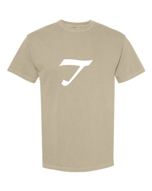 Alphabet T T-Shirt 9 inch calligraphy White ink, Khaki