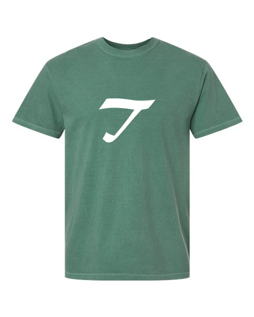 Alphabet T T-Shirt 9 inch calligraphy White ink, Light Green