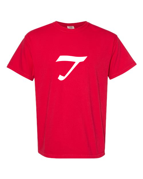 Alphabet T T-Shirt 9 inch calligraphy White ink, Red