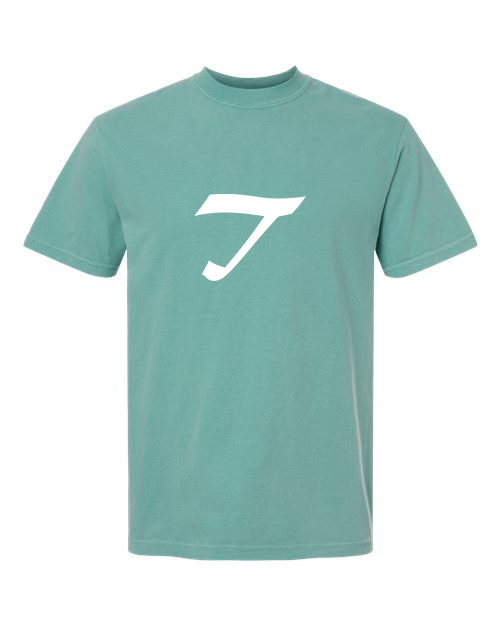 Alphabet T T-Shirt 9 inch calligraphy White ink, Seafoam