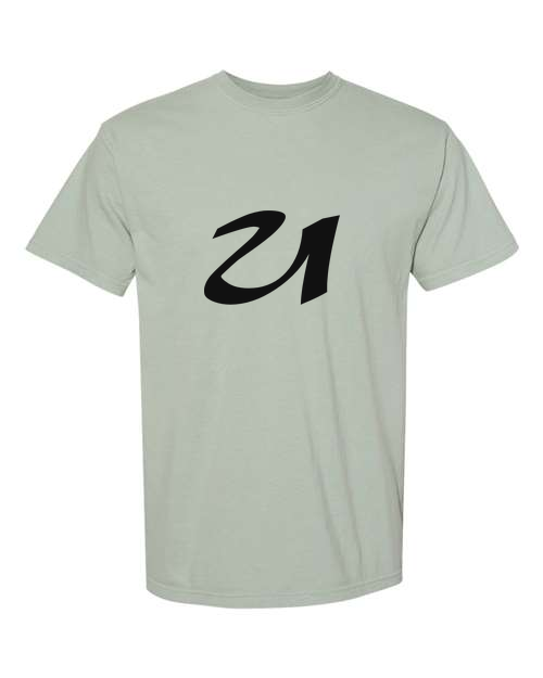 Alphabet U T-Shirt 9 inch calligraphy Black ink, Bay