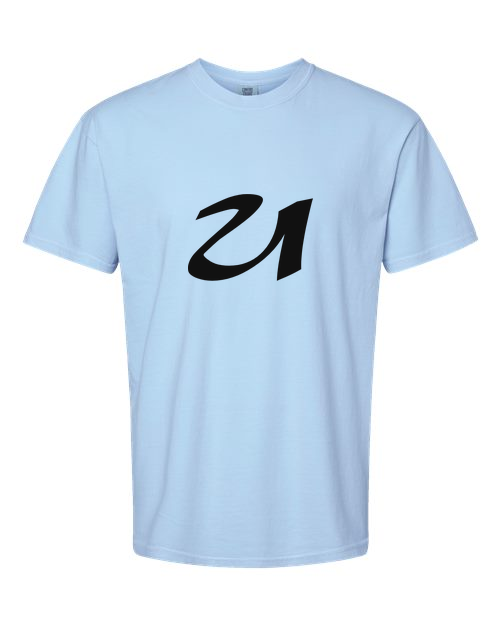 Alphabet U T-Shirt 9 inch calligraphy Black ink, Hydrangea