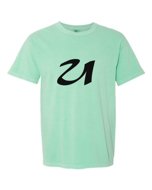 Alphabet U T-Shirt 9 inch calligraphy Black ink, Island Reef