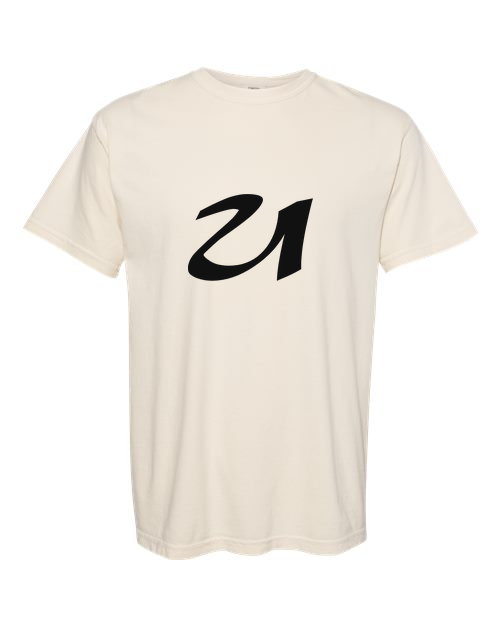 Alphabet U T-Shirt 9 inch calligraphy Black ink, Ivory