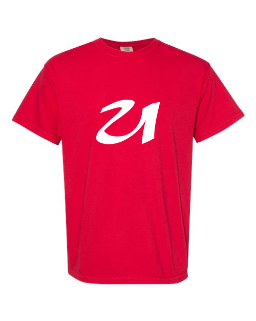 Alphabet U T-Shirt 9 inch calligraphy White ink, Red