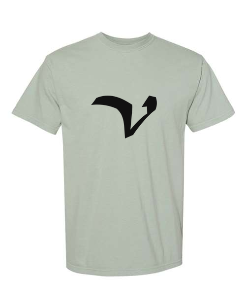 Alphabet V T-Shirt 9 inch calligraphy Black ink, Bay