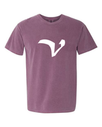 Alphabet V T-Shirt 9 inch calligraphy White ink, Berry